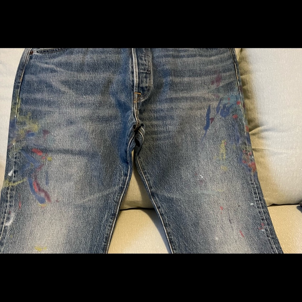 Rare, vintage 501 paint-splatter jeans